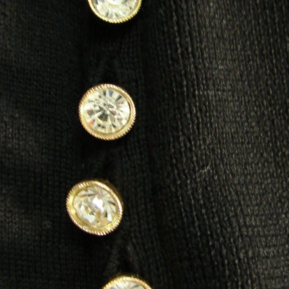 Black Knit Pull Over L/S Top with Rhinestones sleeve sleek light weight Medium - Picture 6 of 16